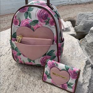 Juicy Couture Floral Print Mini Bookbag+ card case